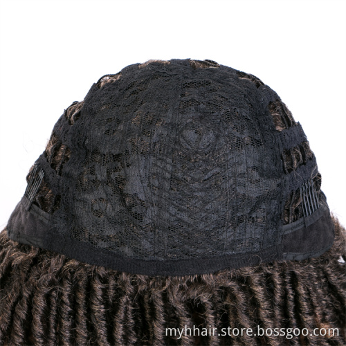 Synthetic Short Afro Wig High Temperature Fiber cosplay Ombre color Faux Locs Curly Hair Wig Black Burgundy Brown